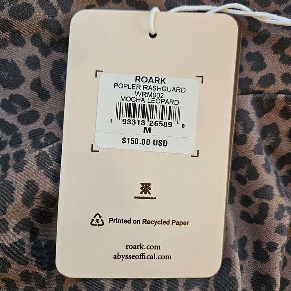 ROARK x ABYSSE Poppler Rashguard Surf Swim Top Women's Medium Mocha Leopard NEW - Picture 10 of 11